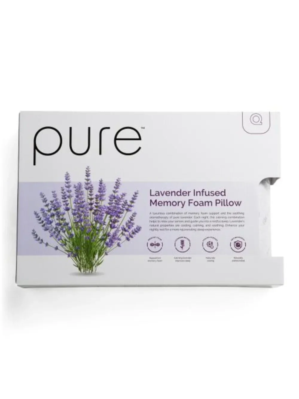 PURE 22x15 Lavendar Memory Foam Pillow In Box